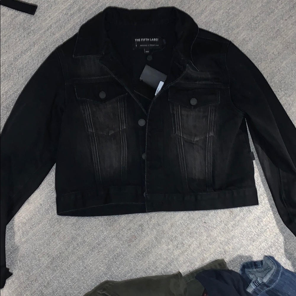 Black cropped denim jacket